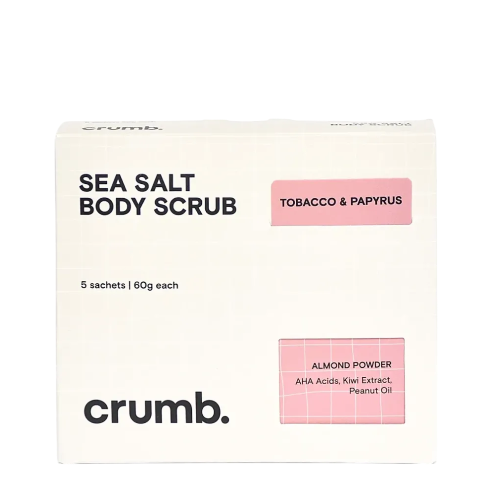 CRUMB. Tobacco & Papyrus Body Scrub 5х60g - Сольовий скраб для тіла з AHA-кислотами (travel format)